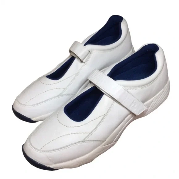Propet Women's White Navy Mary Jane Therapeutic Walker Shoes size 9 W - Picture 1 of 16